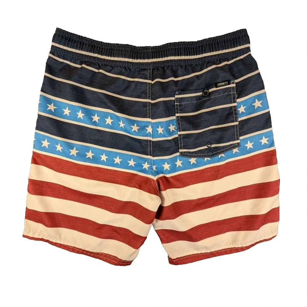 Trinity Collective Board Shorts Mens Medium USA Flag Pocket Drawstrings